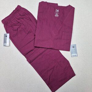 Dagacci Unisex Burgundy Medical Scrubs Uniform Shirt & Pants Sz M NEW WITH TAGS!